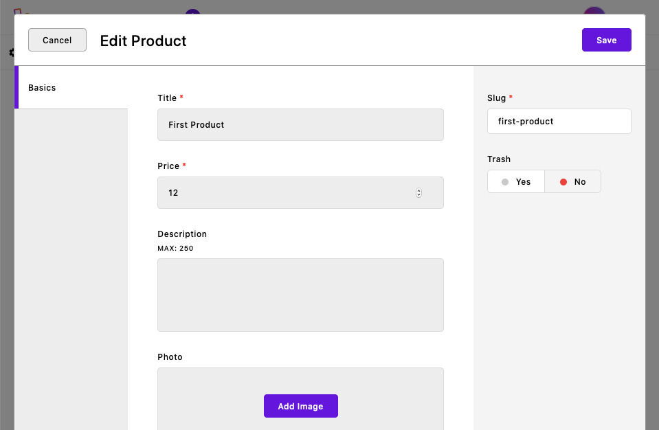 snipcart ecommerce cms edit product